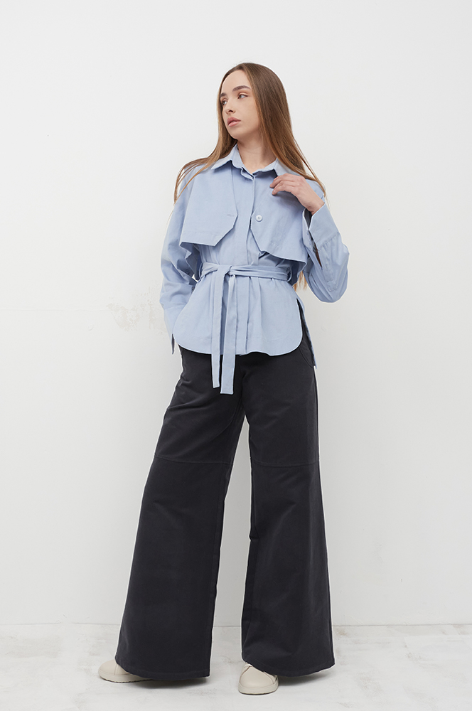 Сорочка з камізелькою вельвет блакить (Р 141/3)